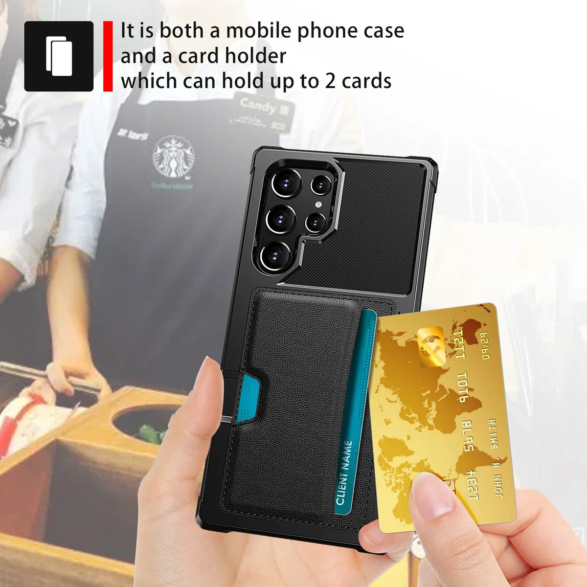 Card Holder Business Leather Case for Samsung Galaxy S25 Ultra S24 S22 S23 S21 FE S20 Plus A16 A55 5G A35 A15 A54 A14 A34 A53