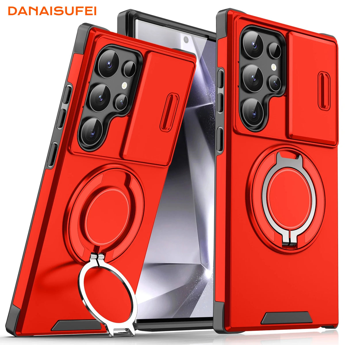 Armor Case For Samsung Galaxy S26 S25 S24 S23 S22 S21 Ultra Plus S25FE S25Edge S24FE Magnetic Holder Slide Camera Protect Cover
