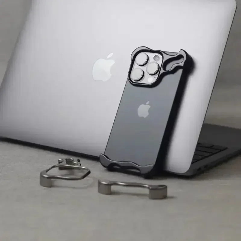 Irregular Metal Bumper Phone Case For IPhone 18 17 16 15 14 13 12 Pro Max Plus Lens Film Protect Bare Aluminum Shockproof Cover