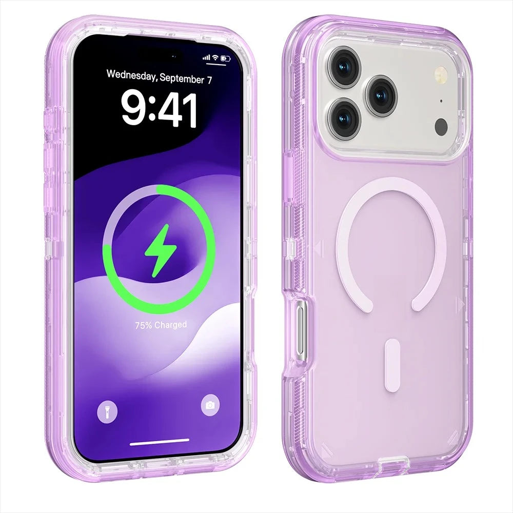 Rugged Ott Armor Magnetic Wireless Charging Clear Case For IPhone 18 17Air 16 15 14 Plus 13 12 Pro Max Enhanced Shockproof Cover