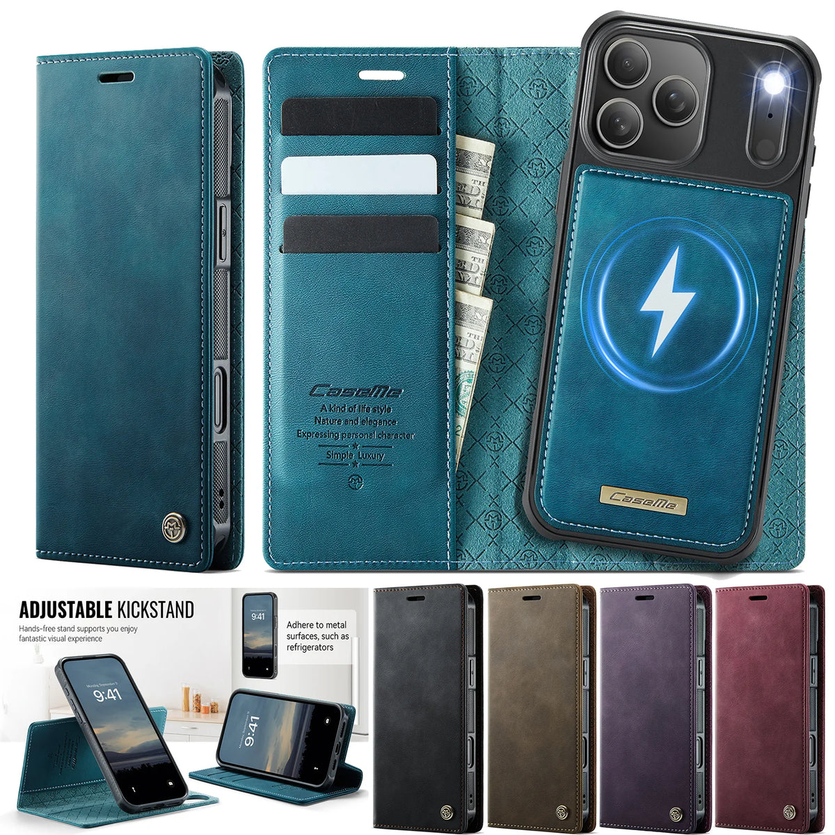 High Quality 2-in-1 Detachable Wallet Leather Magsafe Case For iPhone 17 Air 16 15 14 Plus 13 12 11 Pro Max Luxury Magnetic Flip