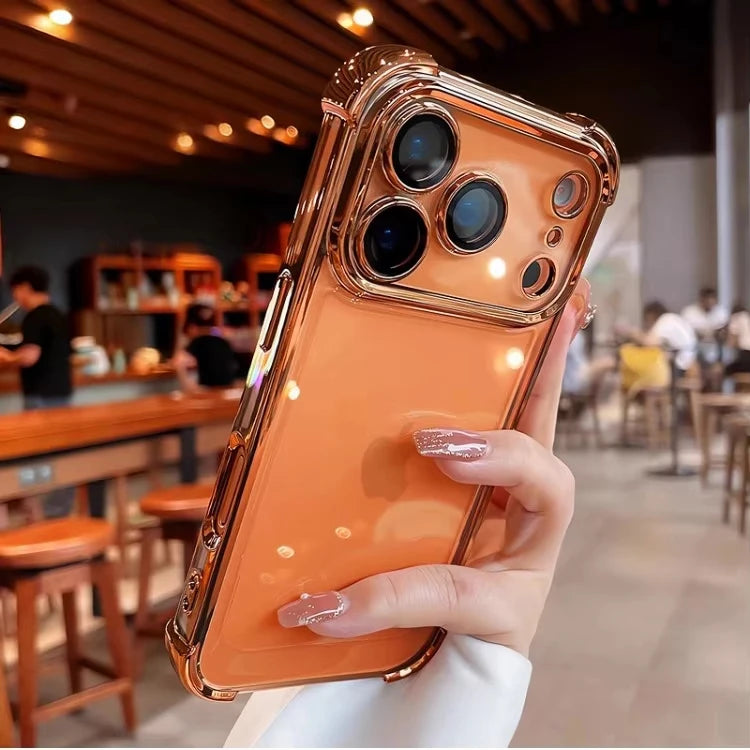 Electroplated Clear Silicone Phone Case with Airbag CornersPremium Shockproof Cover Compatible with iPhone /14/15/16/17 Pro Max