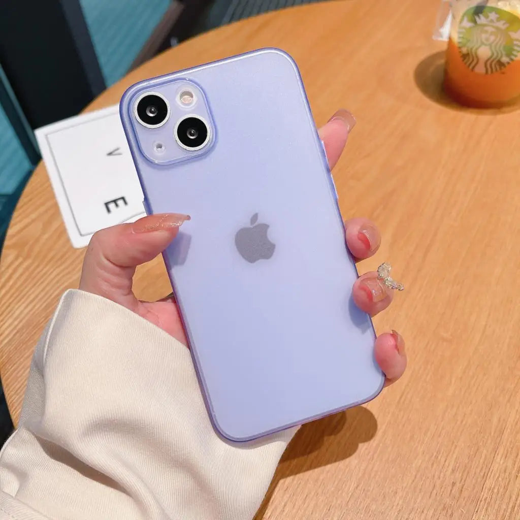 Matte Slim Phone Case For iPhone 16 15 14 13 12 11 Pro Max Plus XS X XR 7 8 SE Mini Transparent Shockproof Hard Thin Cover Funda