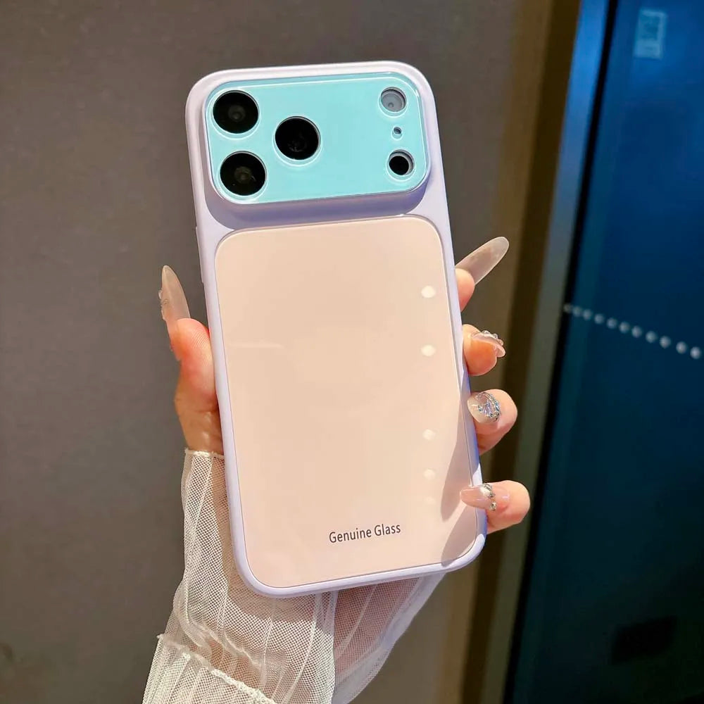 Q6 Luxury Contrast Color Tempered Glass Hard Case for IPhone 17 16 15 14 Pro Max for Magsafe Wireless Charge Dopamine Cover