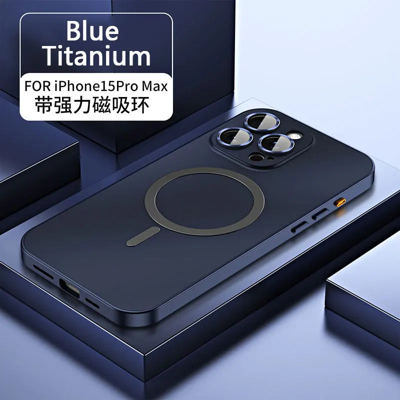 Aluminum Metal Frame Magnetic Case For iPhone 13 12 14 15 16 17 18 Pro Max For Magsafe Wireless Charging Lens Film PC Back Panel