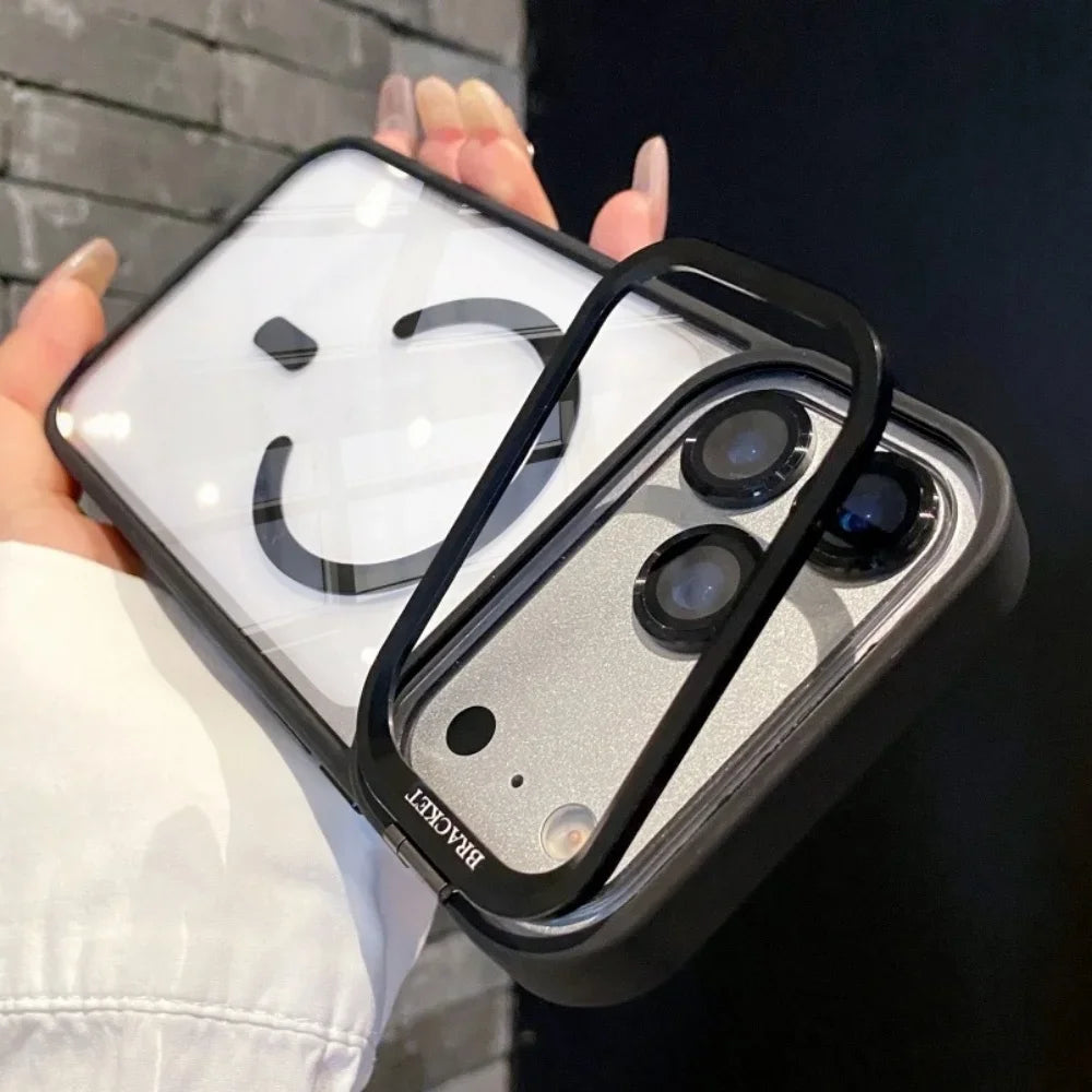 Magnetic Clear Phone Case for Apple iPhone 17 Air 16 15 14 Plus 13 12 11 Pro Max Transparent Camera Kickstand Protective Cover