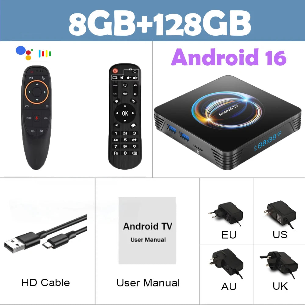 Android 16 Smart TV Box X66 8GB+256GB Rockchip RK3528 Google Assistant 8K Video Bluetooth5.4 Media Player Very Fast Set Top Box