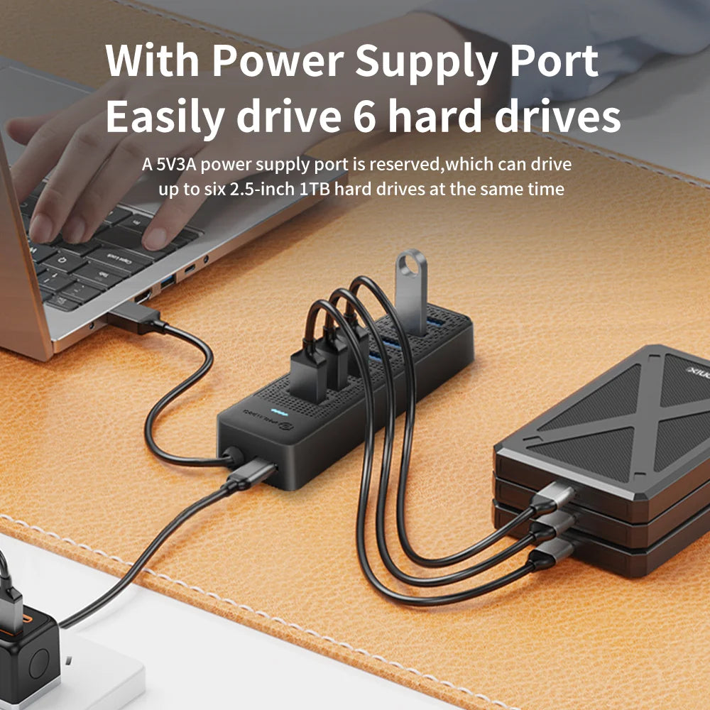 PHIXERO 7 in 1 USB HUB 3.0 Type C 7 Ports Multi Splitter Adapter OTG USB Power Adapter for Macbook Pro 13 Air Mi Pro PC Laptop