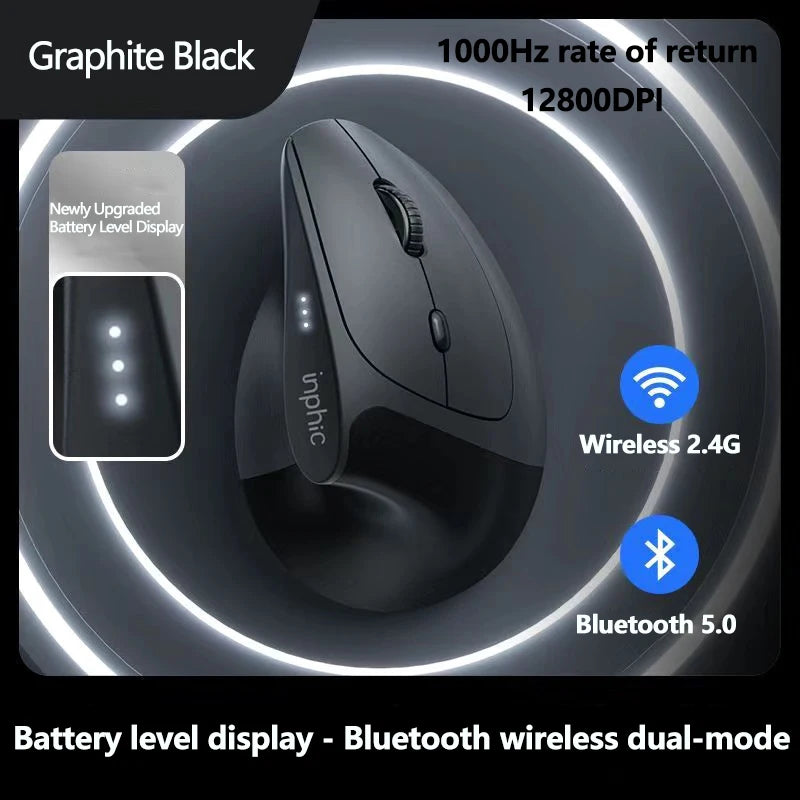 Inphic X9 PRO Vertical Wireless Mouse Type-C Fast Charging Ergonomic Silent Office Mouse For Laptop PC Computer Gaming Mouse