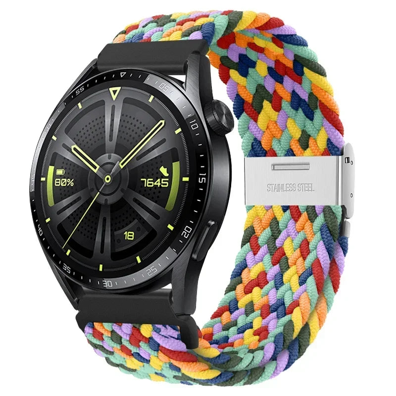 20 22mm Strap for Samsung Galaxy Watch 7 6 5 4 Band 40/44mm 5Pro Active 2 Gear S3 Braided Elastic Bracelet for Huawei GT2/3 4Pro