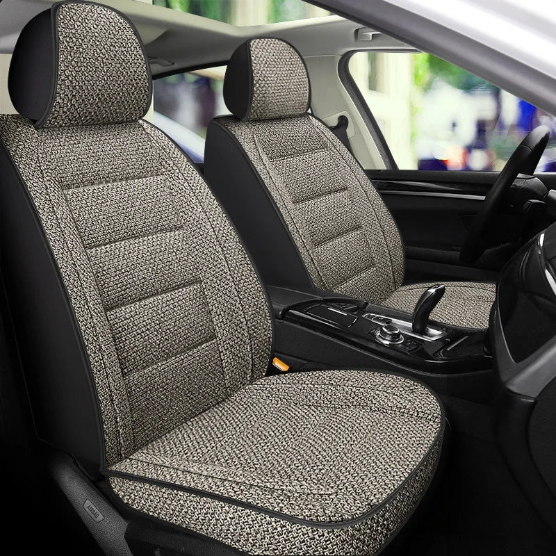 Four Season Universal Car Seat Cover Linen Fabric Front Single Seat Cushion Auto Suv Truck Van All-inclusive Protector Cover