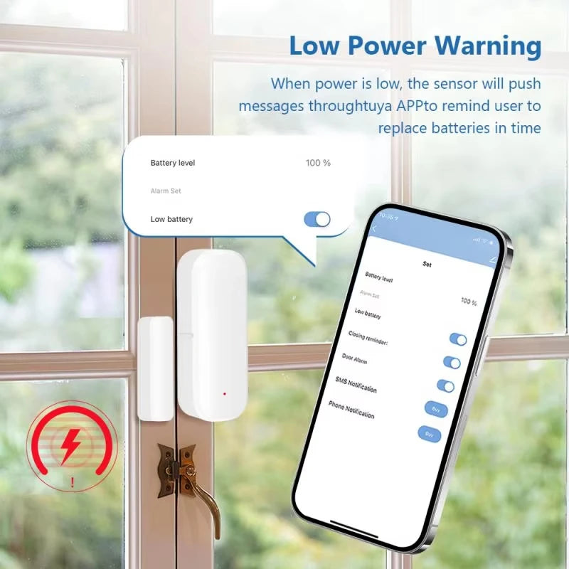 Zigbee3.0 Home Security Door Window Sensor Magnetic Open Closed Detector Remote Monitor Alarm Voice Control Via Alexa Google