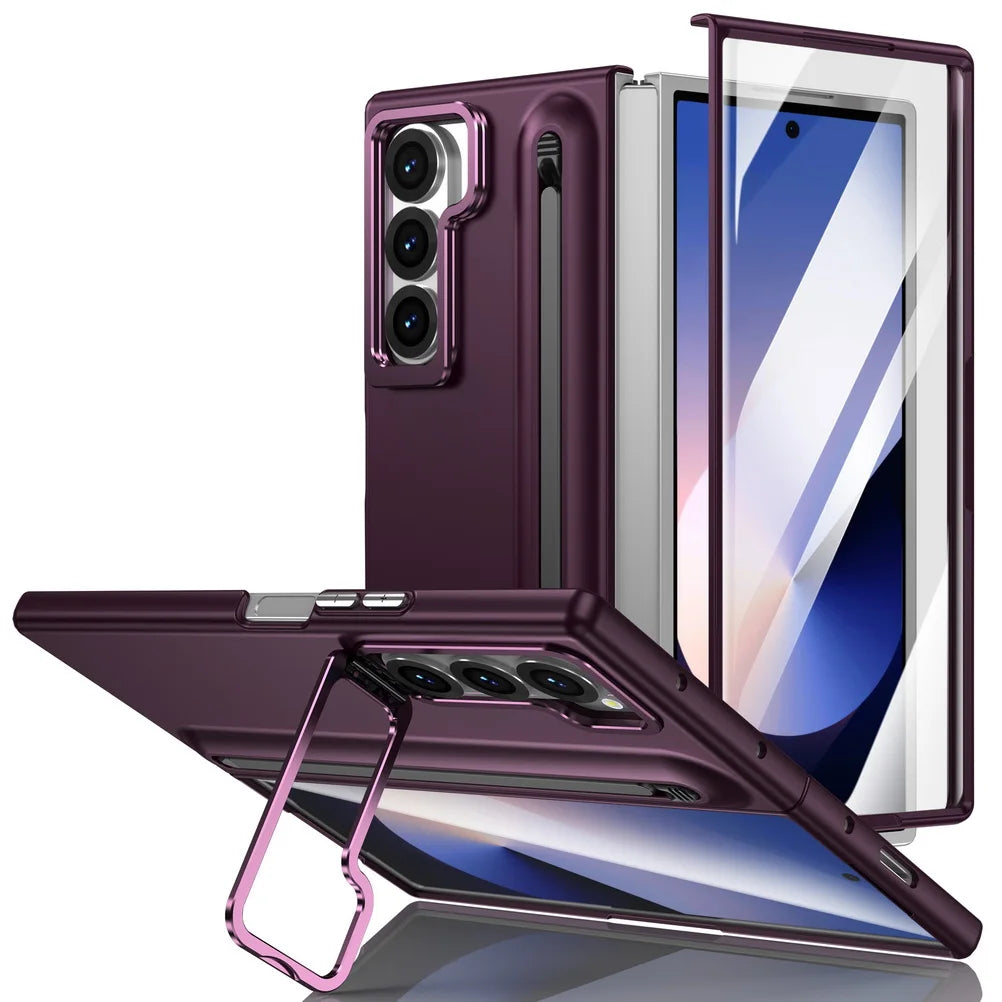 Lens Holder Stand Tempered Glass Film Phone Case for Samsung Galaxy Z Fold 8 Ultra 7 6 5 4 3 Hinge Protection Shockproof Cover