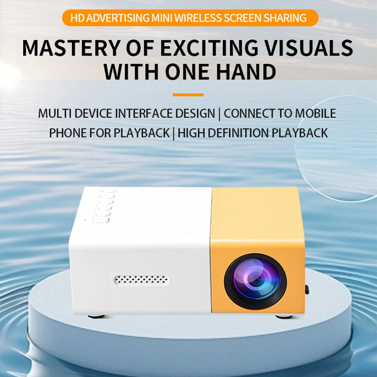 Portable Projector 1080P 100ANSI 1000LM Brightness Manual Focus 100in Screen Support LED Home Theater Projector Movie Projector