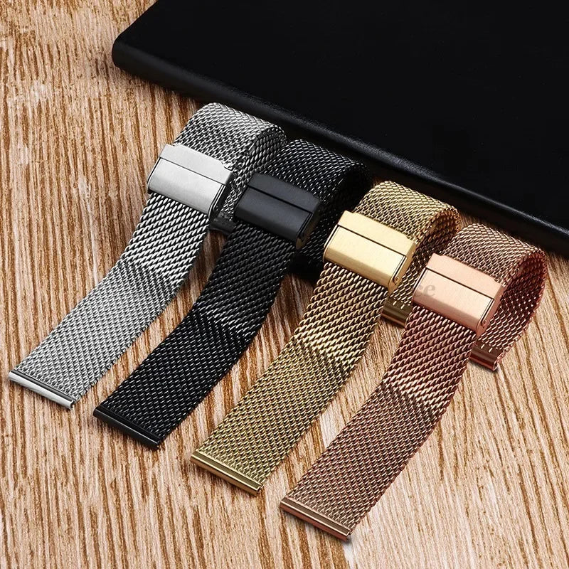 1.0mm Milanese Mesh Watchband Stainless Steel Shark Mesh Watch Strap 18mm 20mm 22mm 24mm Quick Release Bracelets for Seiko Belts