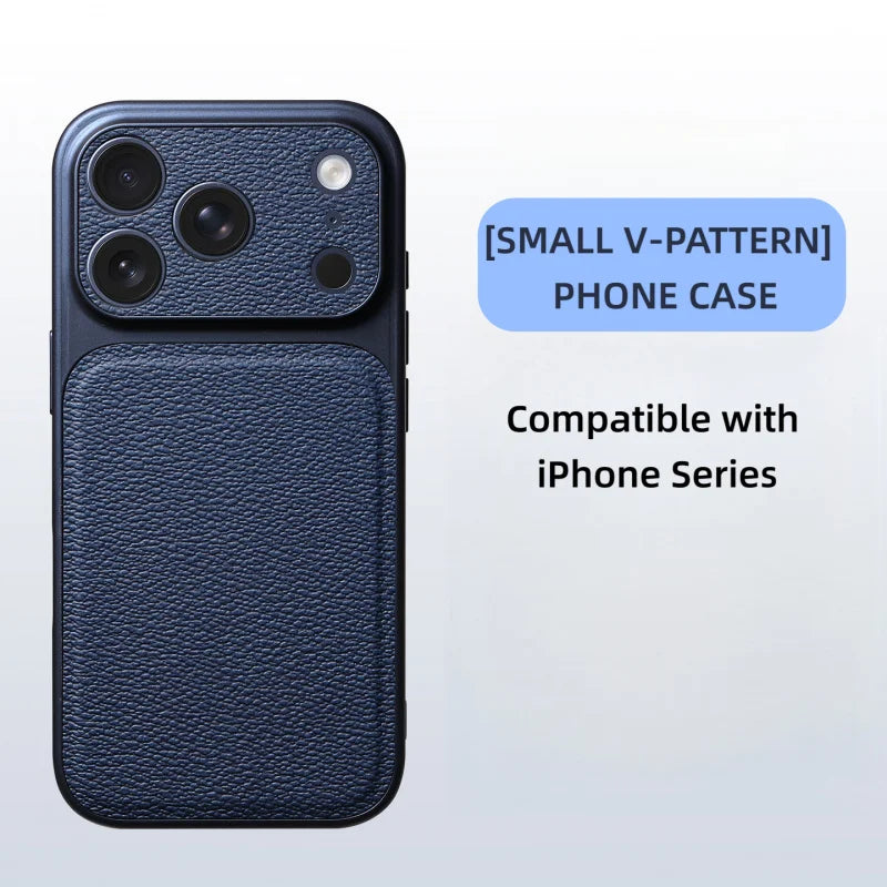Solid Color Lychee Grain Leather Phone Case, Anti-Scratch & Shockproof Protective Cover for iPhone 17 Pro Max 16 15 14 13 Air