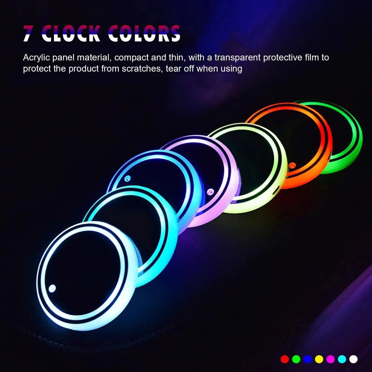 7Color RGB LED Car Cup Holder Coaster USB Rechargeable Light Sensor Atmosphere Lamp Breathing Neon Lamp LED Light Car Accessorie