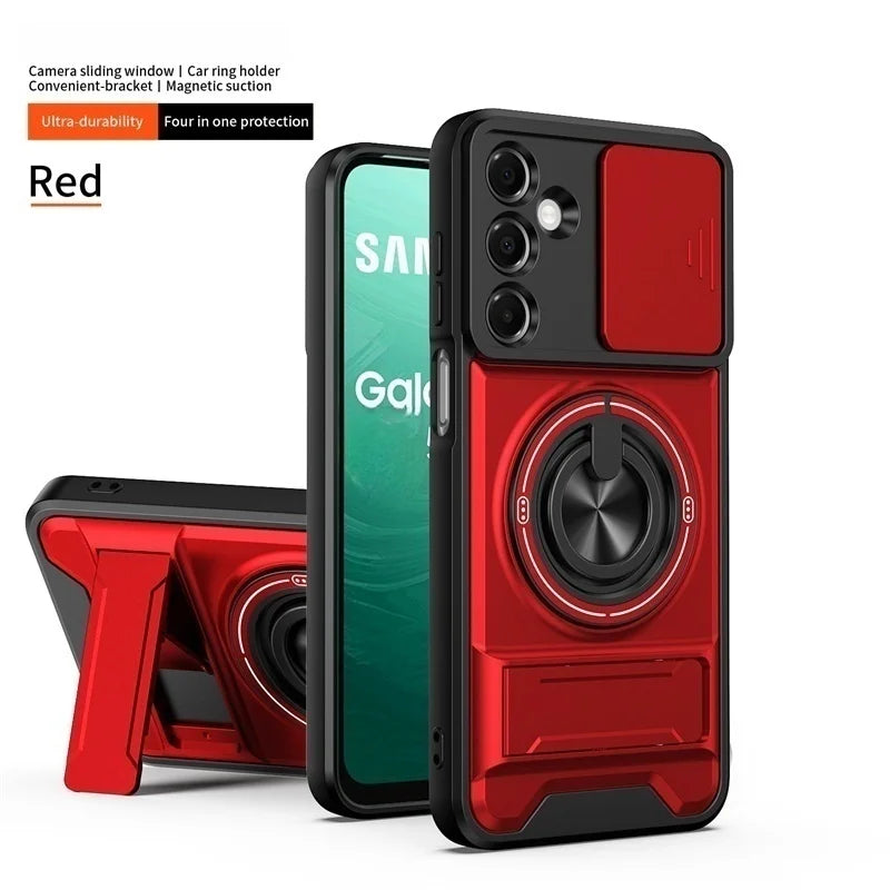 Armor Case For Samsung Galaxy S26 S25 S24 S23 S22 Ultra Plus S26Edge S25Edge S25FE Magnetic Stand Holder Ring Lens Protect Cover