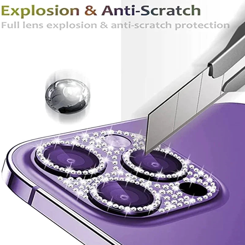 Bling Glitter Rhinestone Camera Lens Protector Full Cover For iPhone 18 17 16 15 14 Pro Max Plus Anti-scratch Camera Protection