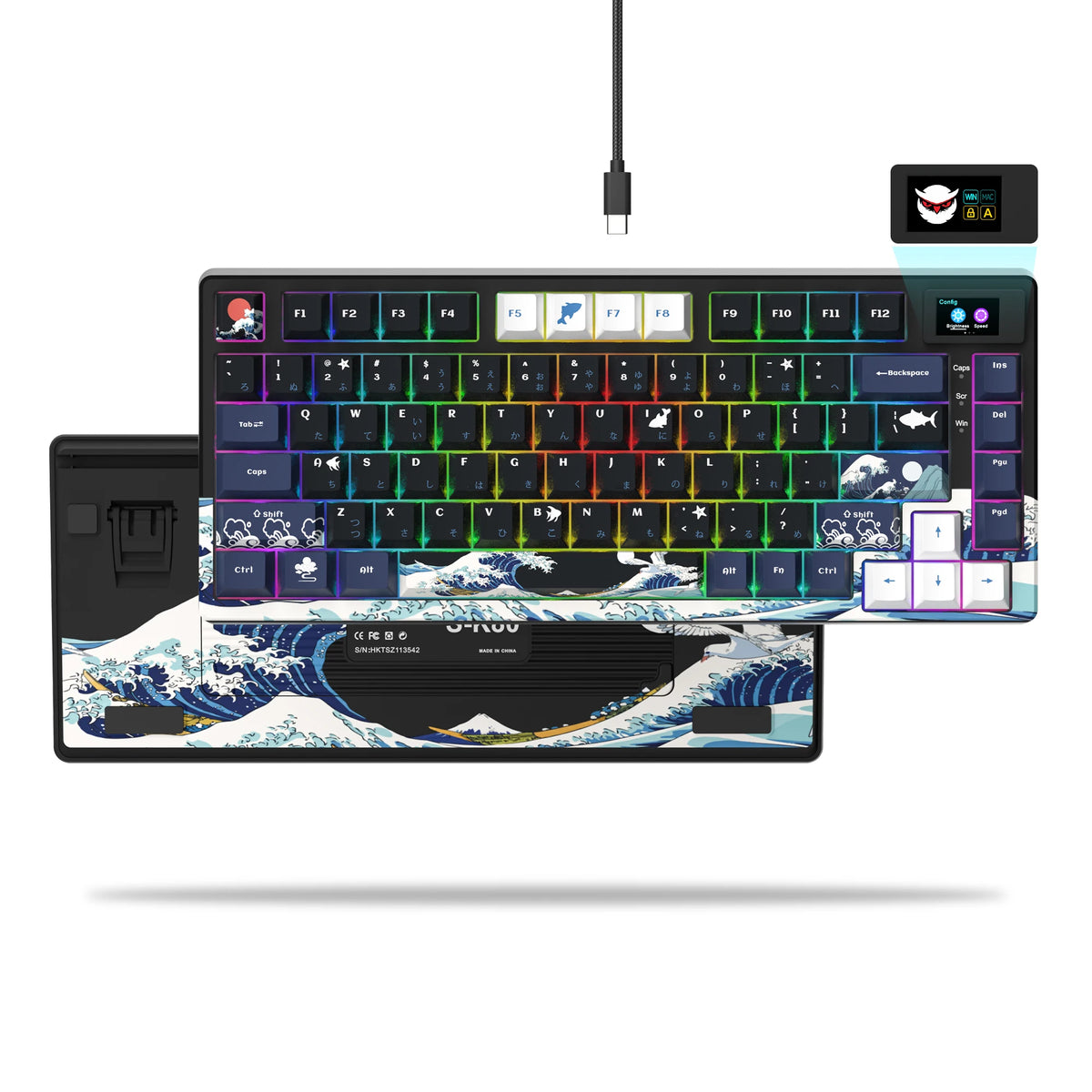 Womier SK80 Gasket Mounted Mechanical Keyboard 81 Key Gamer Keyboard 75% Hot Swap RGB Gaming Keyboard with Smart Display for PC
