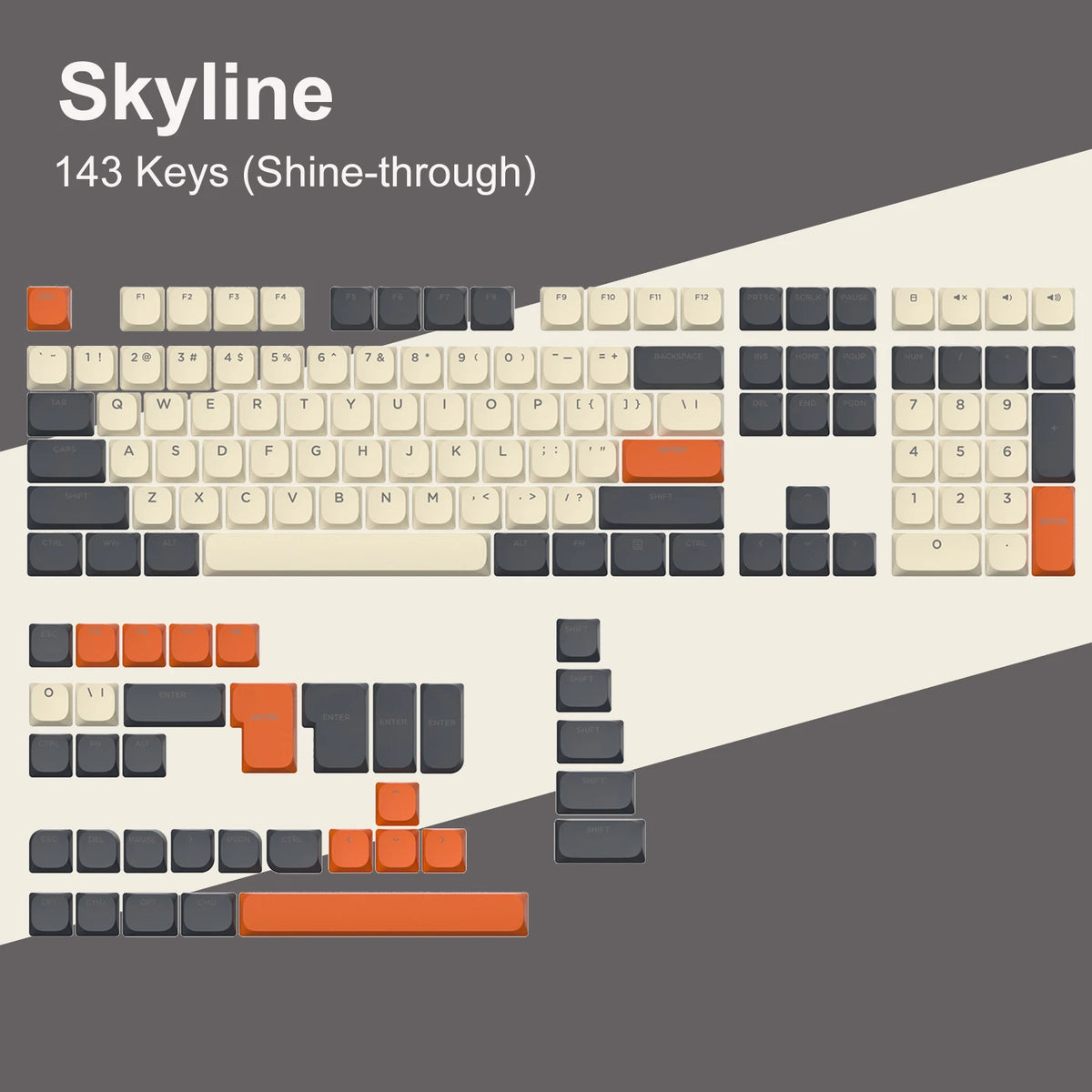 143 Key Low Profile PBT Keycaps Backlit Shine Through RGB Key cap for 60% 61/87/104 Cherry Gateron MX Gamer Mechanical Keyboard