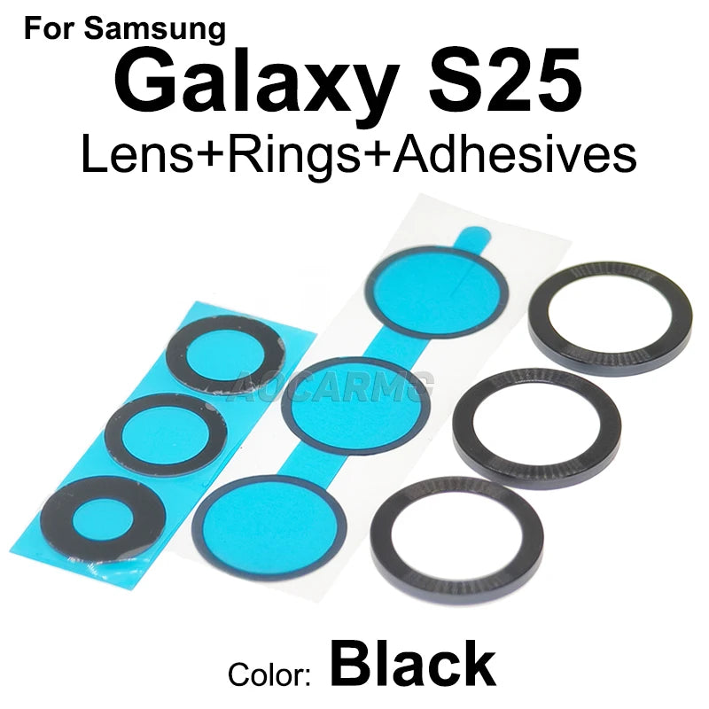 Aocarmo For Samsung Galaxy S25 SM-S9310/S931U/S931B Rear Back Camera Lens Glass Metal Ring Frame With Adhesive Repair Part