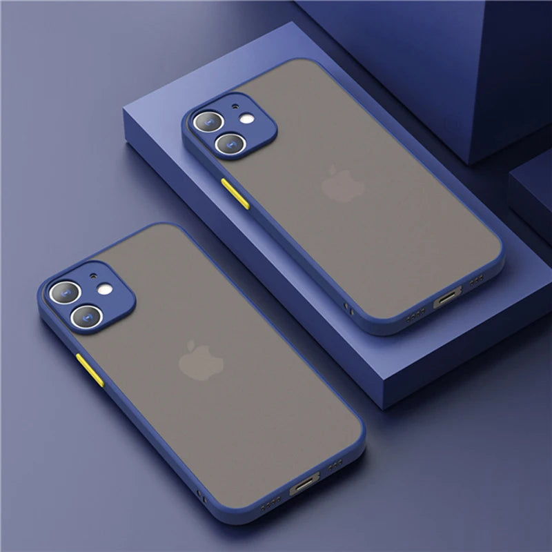 Luxury Matte Clear Square TPU Funda Case On For iPhone 17 16 15 14 13 12 11 Pro Max Plus Mini Plus Pls Funda IPHON Hard PC Cover