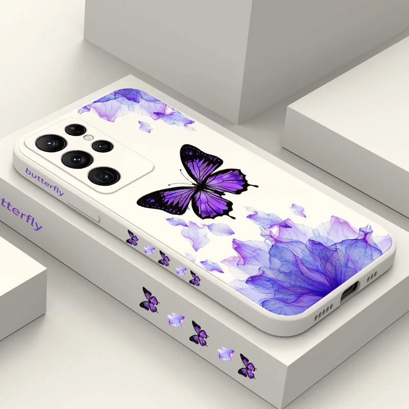 Printed Butterfly Phone Case For Samsung Galaxy S25 S24 S23 S22 S21 S20 Ultra Plus FE S10 S9 S10E Note 20 ultra 10 9 Plus Cover