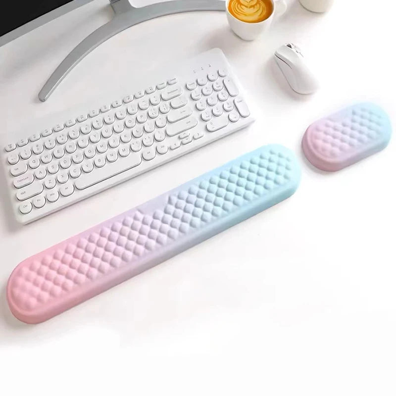 Keyboard Wrist Rest Pad Set Soft Memory Foam Mouse Pad Wrist Support Cushion Pain Relief Ergonomic Computer Mousepad for Office