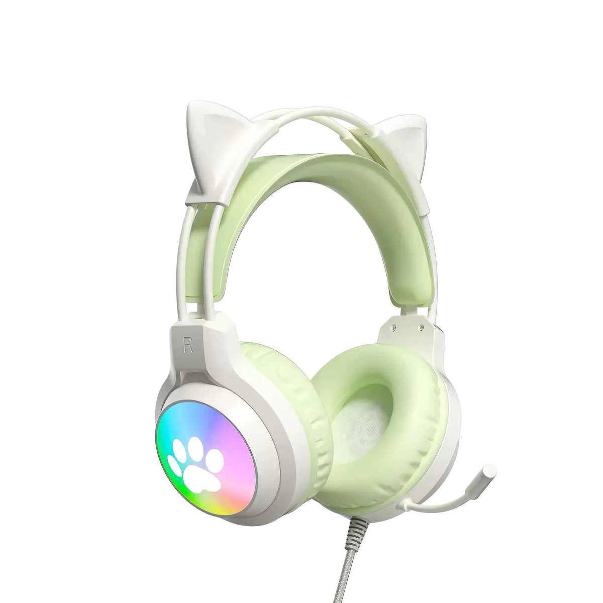 SOYTO Wired Cat Ear Headphones RGB LED Light Up Gaming Headset 3D Deep Bass Stereo Headphones with Mic for PC Laptop Girls