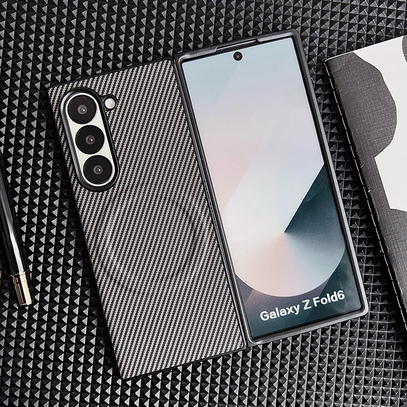 Carbon Fiber Pattern PU Leather For Magsafe Magnetic Case For Samsung Galaxy Z Fold 6 4 5 3 Fold6 Fold4 Fold5 Fold3 Back Cover