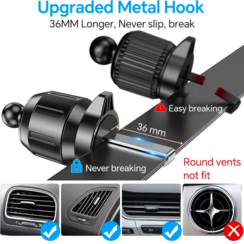 UYUXIO Manual Clamp Wireless Car Charger 15 Fast Charging Air Vent Car Mount Phone Holder for iPhone Samsung Android Phone