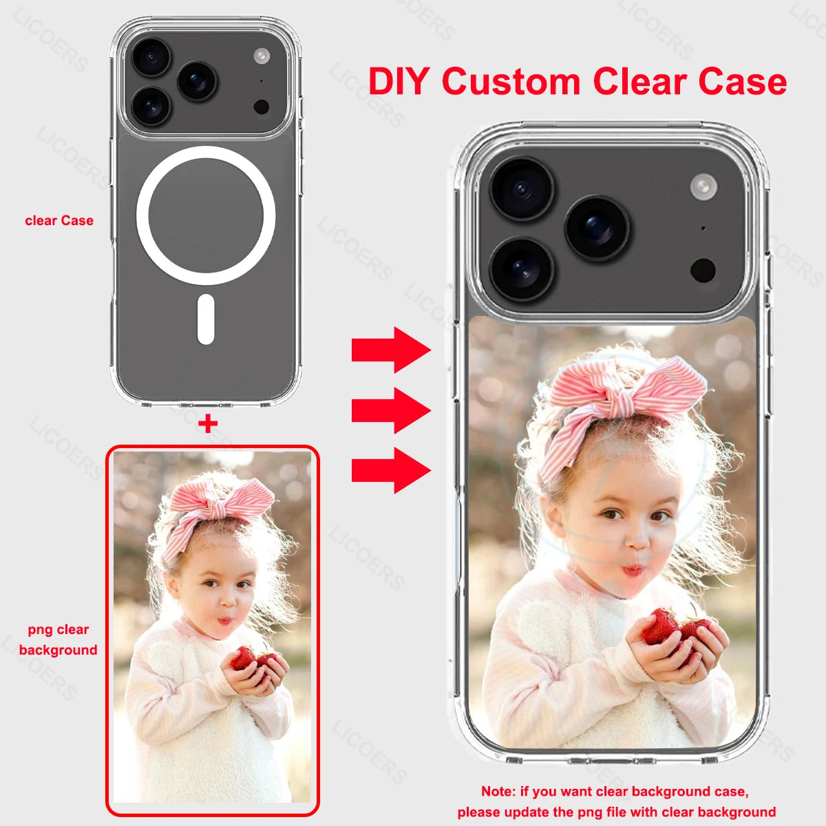 Customized Clear Soft Case for iPhone 18 17 Pro Max Air 16 15 14 13 DIY Cover Personalized Photo Magnetic Mag-safe TPU Shell