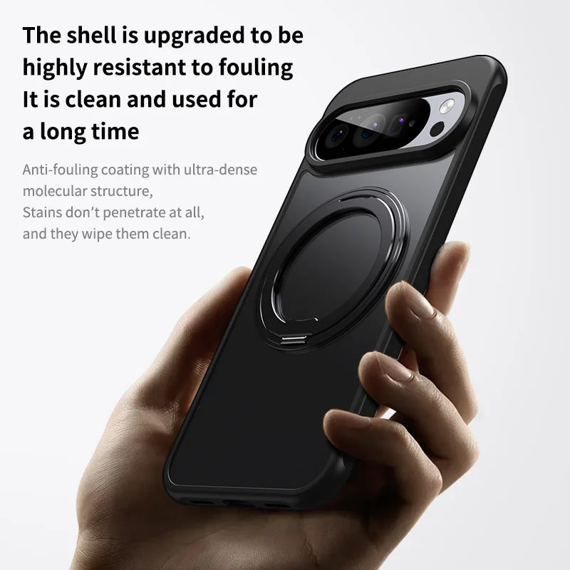 Transparent Phone Case for Google Pixel 10 Pro XL 9A 8A Protective Case Magnetic Rotate Bracket MagSafe Shock Proof Cover
