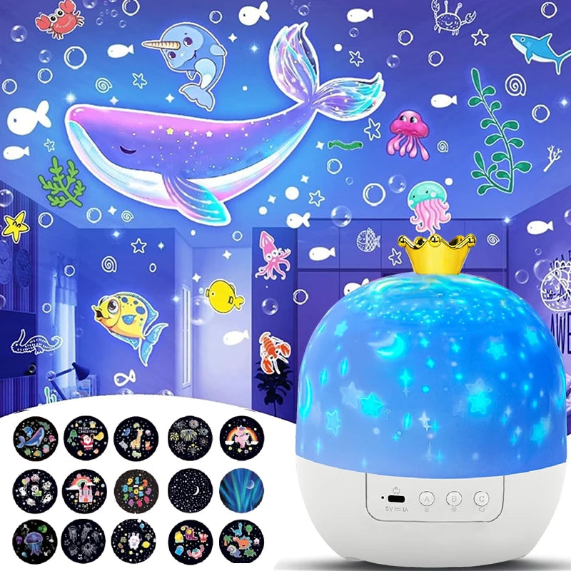 Star LED Night Light Projector, Star Ocean Projection Light, 15 Films Light Projector, Best for Christmas Kids Gifts