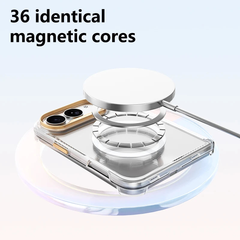 Luxury for Magsafe Magnetic Shock Resistant Protective Case, for iPhone Duo with Central Hinge Frame anti Drop Protective Cover