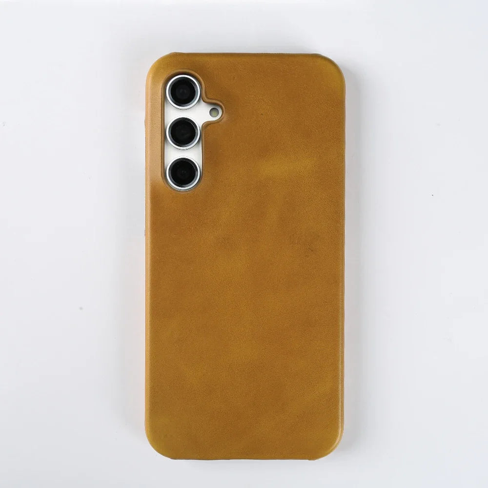 Handmade Genuine Leather Case For Samsung Galaxy S23 FE S20 S20FE 5G S22Plus S21 Aesthetic Vintag Pattern Phone Shell Back Cover