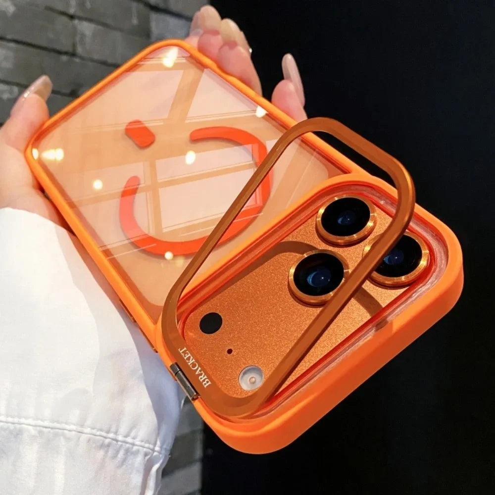 Magnetic Clear Phone Case for Apple iPhone 17 Air 16 15 14 Plus 13 12 11 Pro Max Transparent Camera Kickstand Protective Cover