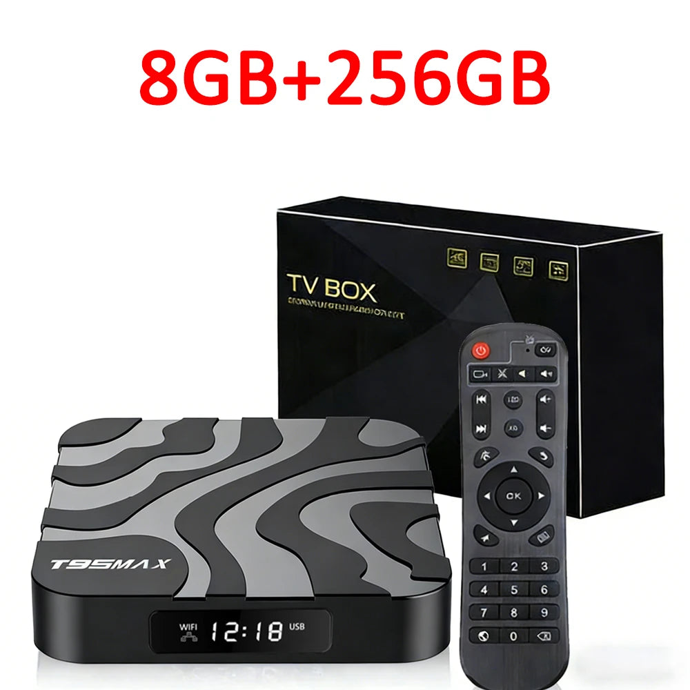 Android 16 T95Max Smart Home Theater TV Box Allwinner H618 Dual Wifi 8G RAM 256G ROM BT5.4 Netflix Google 4K 8K HD Set Top Box