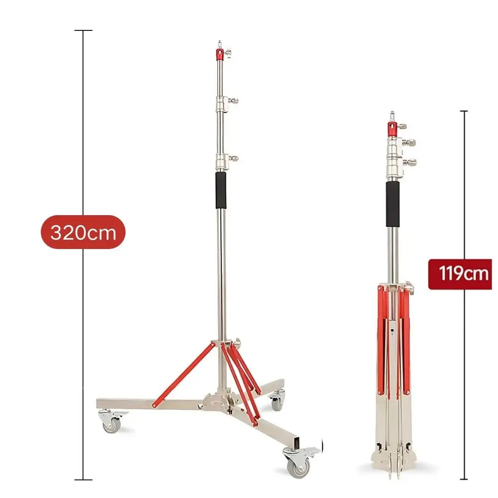 2/2.9M Tripod Super Stable Big Tripod Foldable Light Stand Lifting Frame Wheels Photography Softbox Photo Studio Stainless Steel