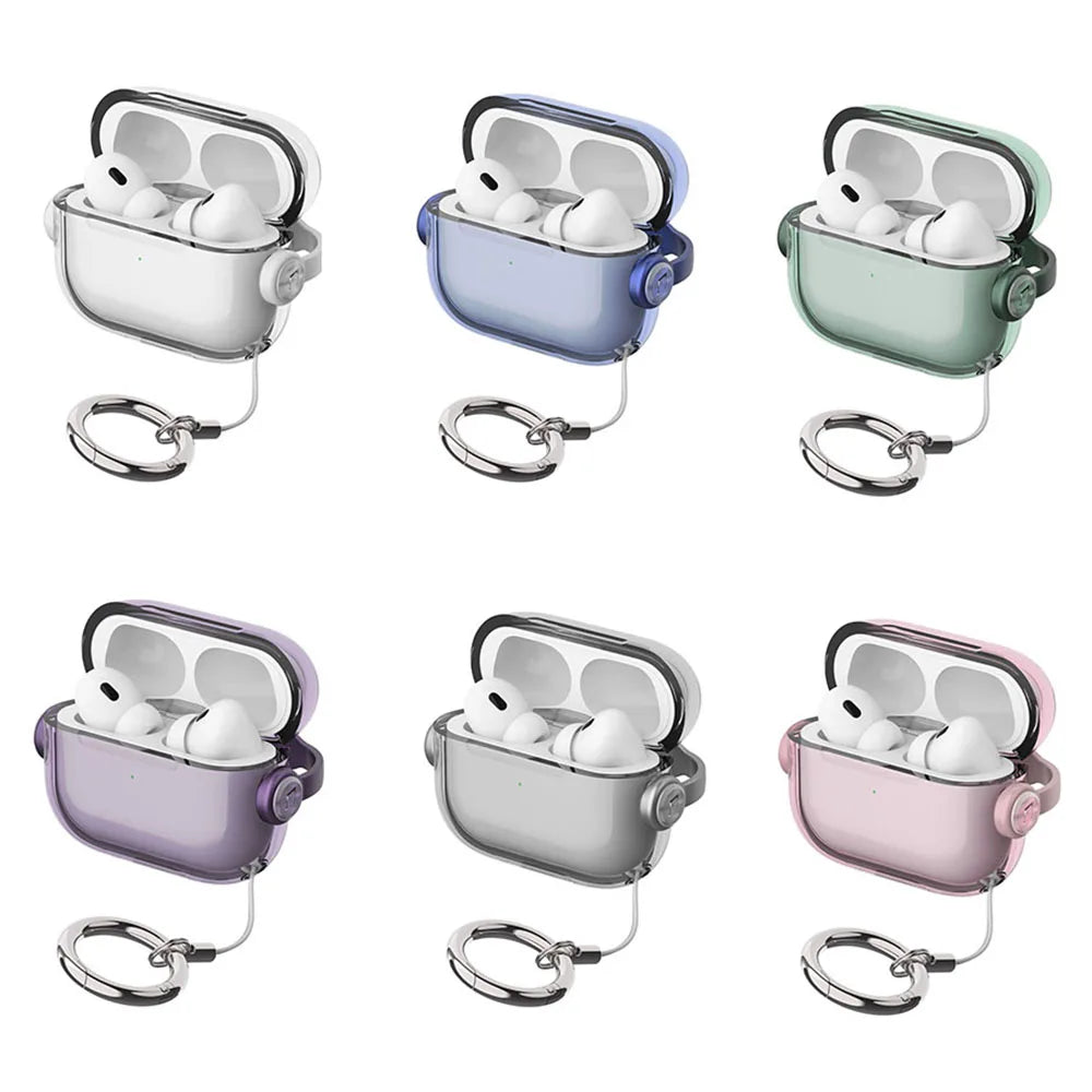 Security Lock Transparent Cover For Airpods Pro 2 Case Cute Candy Color Clean Earphone Case For Airpods 4 3 1 2 5 Phone Holder