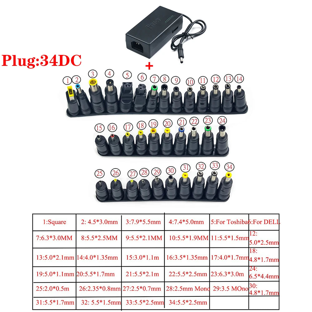 96W Universal AC Laptop Power Adapter 12V 15V 16V 18V 19V 4.5A 20V 24V Charger For Dell For Toshiba ForAsus For Acer For Lenovo