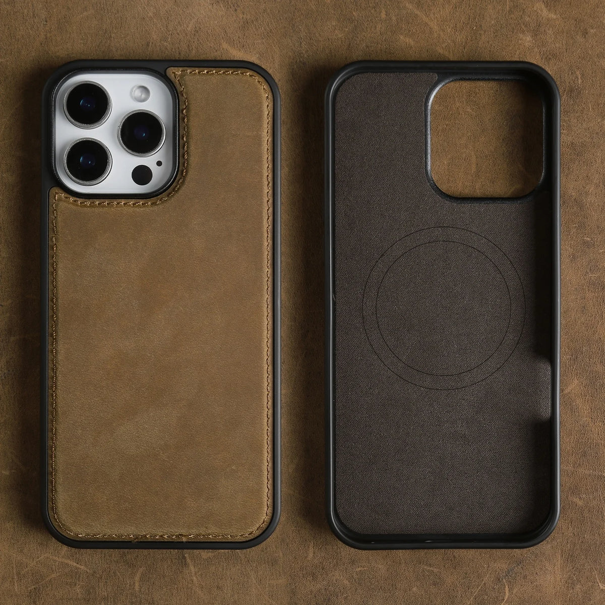 Vintage Magnetic Crazy Horse Genuine Leather Case For iPhone 16 Pro Max 17 15 13 14 12 Cover Retro Back Cases Protective Fundas