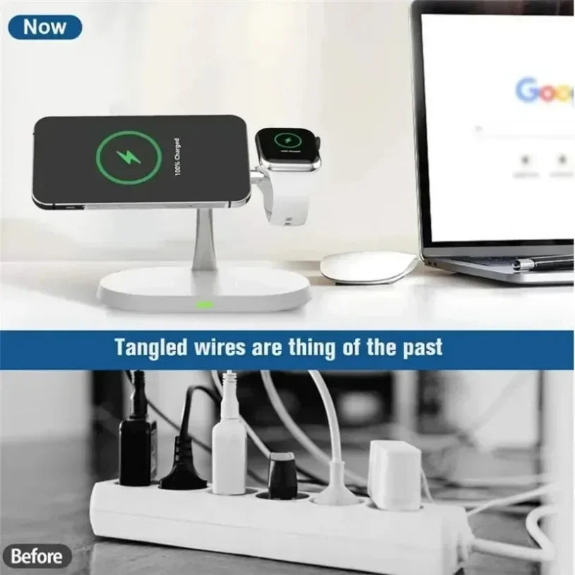 3 In 1 Opansten Magnetic Wireless Charger Stand For iPhone 17 16 15 14 13 12 Pro iWatch 10 9 Airprods 4 3 Fast Charging Station