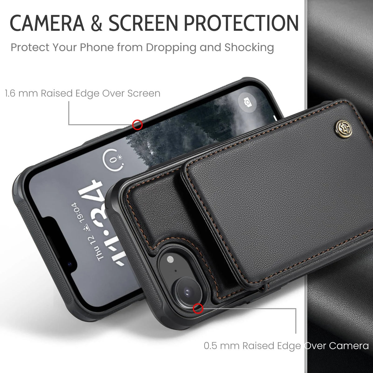 For iPhone 17e/16e Case with Card Holder Wallet Case with RFID Blocking, Durable Leather Kickstand Magnetic Clasp Shockproof