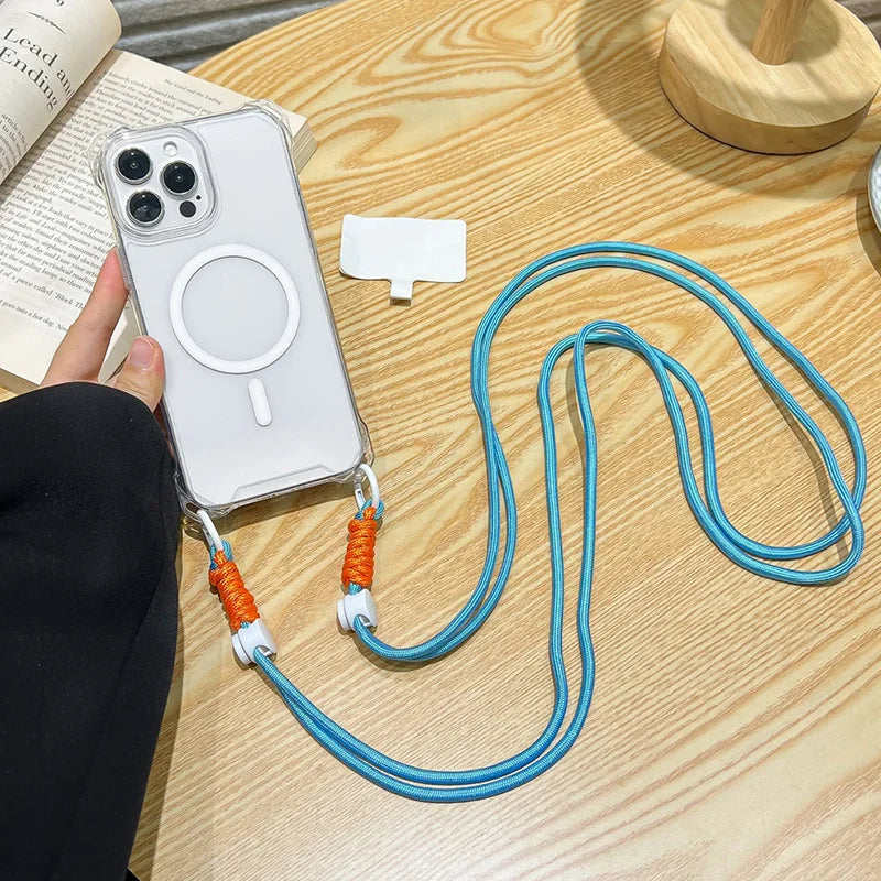 Crossbody Lanyard For Magsafe Magnetic Wireless Charge Case For iPhone 17 16 15 14 13 12 11 Pro Max Shockproof Clear Cover Funda