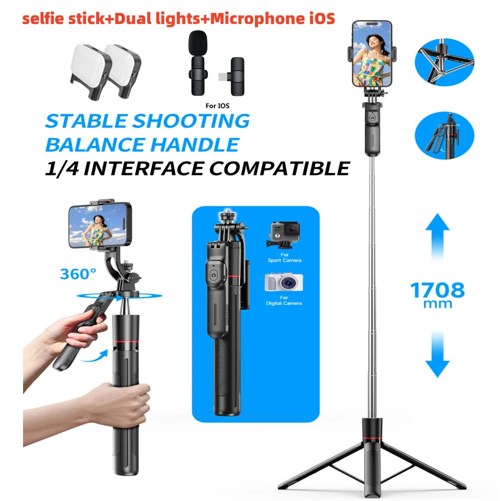 FGCLSY Telescopic Selfie Stick Tripod Monopod Stand Mobile Phone Support Wireless Gimbal Stabilizer For iPhone Android Holder