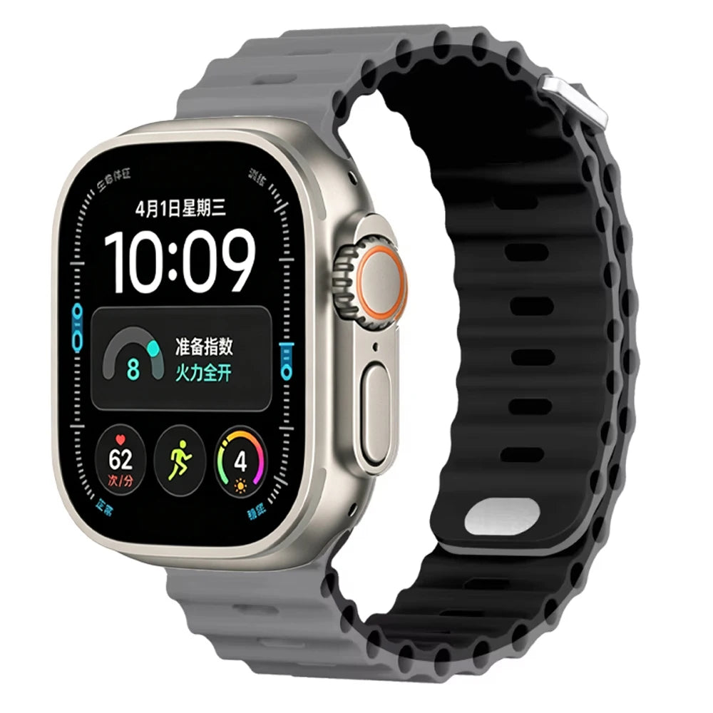 Ocean Silicone strap For Apple Watch Ultra 4 3 2 1 Band 49mm 12 11 10 9 8 7 46mm 45mm 41mm band iWatch 6 5 4 SE3 44mm 40mm 42mm