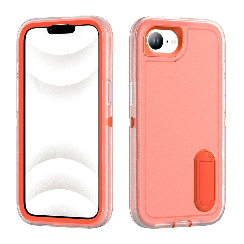 For iPhone 17E 16e Case ELVEV Luxury Soft Silicone Anti-fall + Hard PC Bumper Camera Protection Cover with Stand For 16E 17e