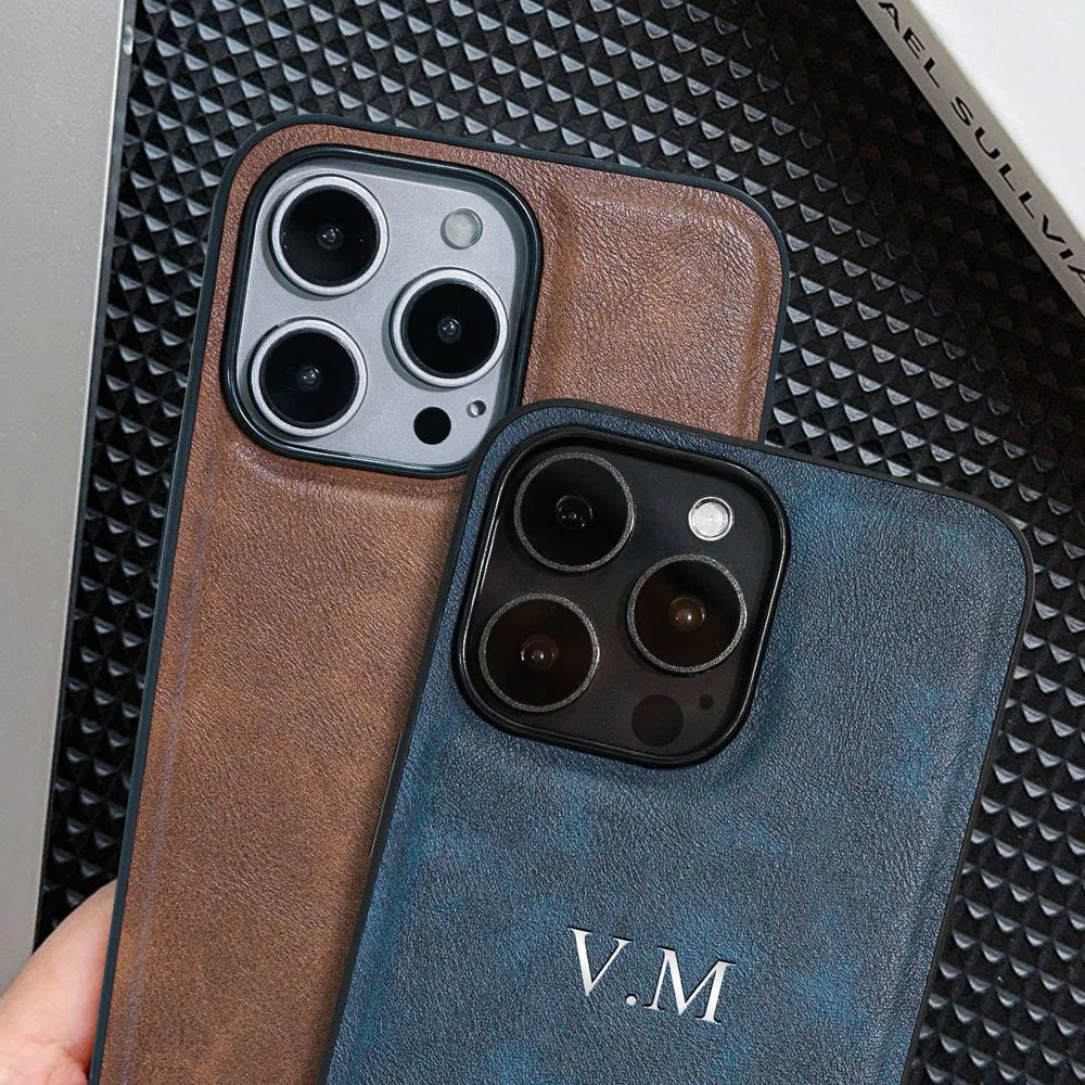 Leather Personalized Customized Initials Name Case For iPhone18 17 Air 16 15 14 13 12 11Pro Max Plus Luxury DIY Engraved Cover